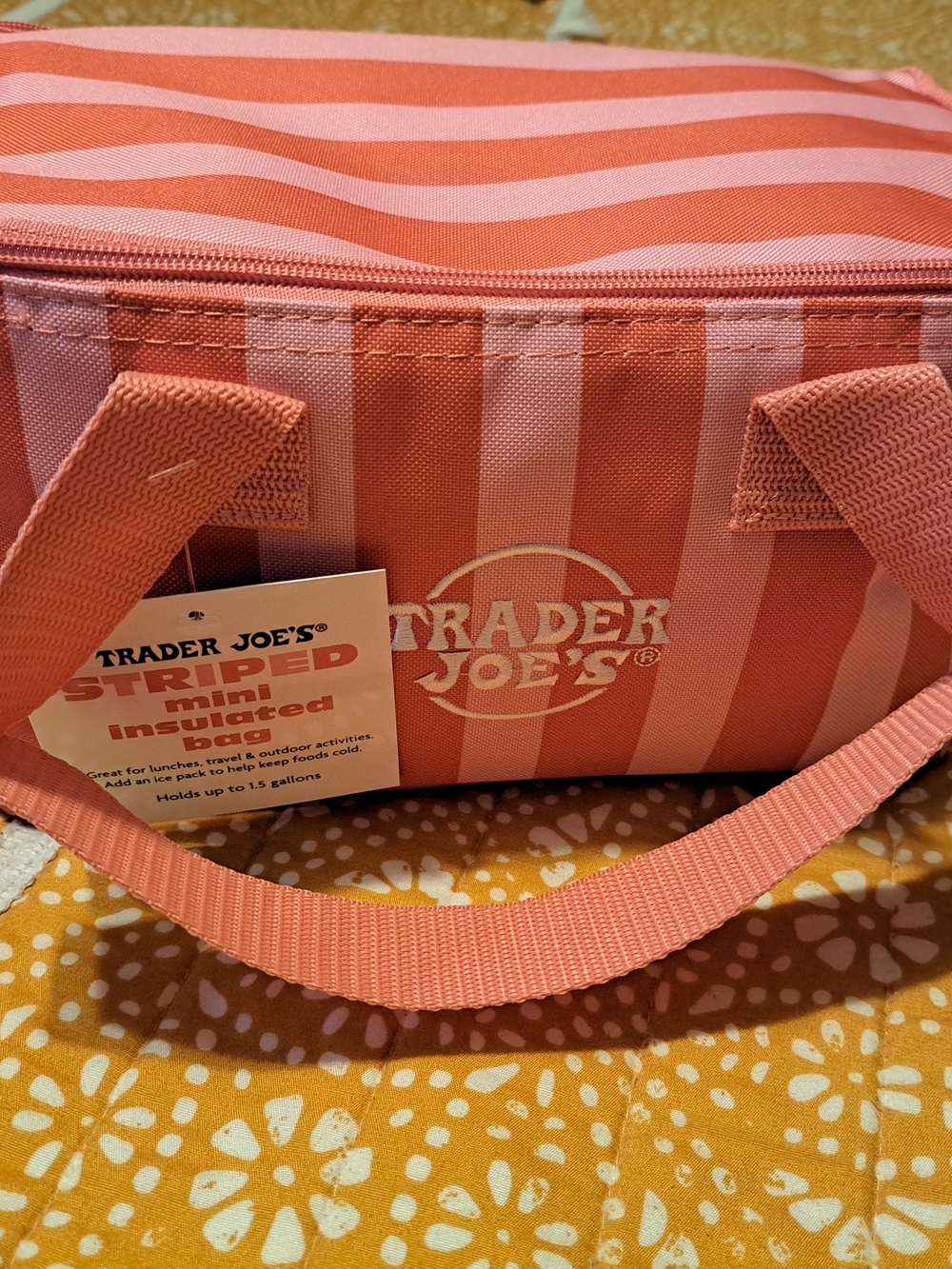 Trader Joe's 2026 newly released Pink /Orange Striped Mini Insulated Bag